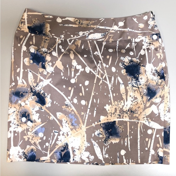 Womens Straight Skirt with side zip. Sz 12. Mocha/Wht/Blue Abstract, - Picture 8 of 9